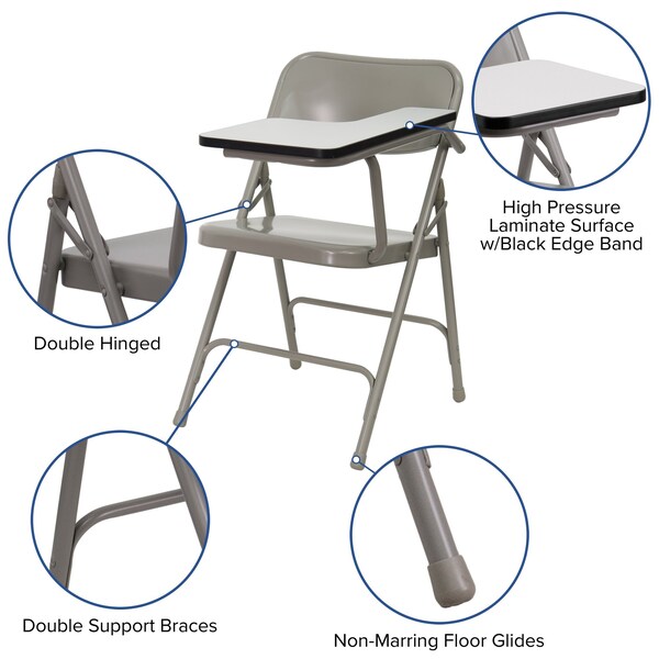 Flash Furniture Premium Steel Folding Chair with Left Handed Tablet Arm - 2-HF-309AST-LFT-GG