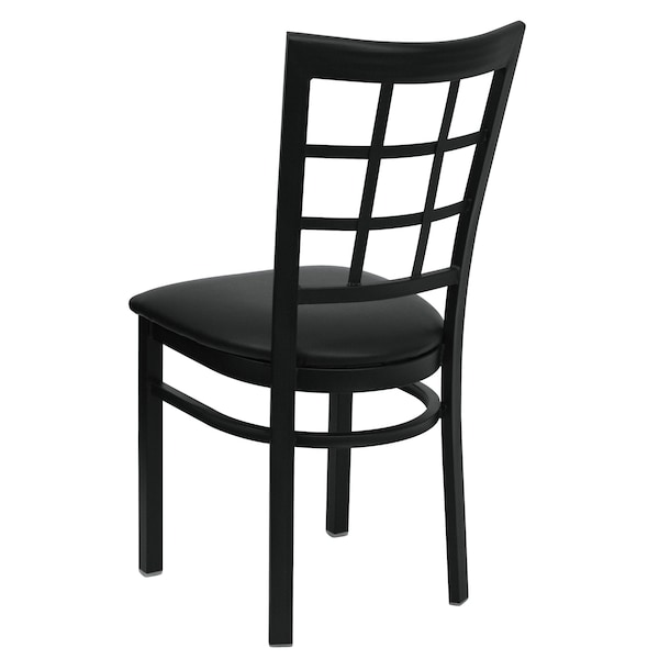 Flash Furniture Black Window Back Metal Restaurant Chair, Black Vinyl Seat, PK2 - 2-XU-DG6Q3BWIN-BLKV-GG