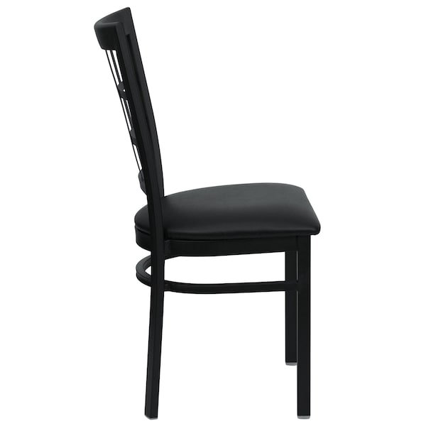 Flash Furniture Black Window Back Metal Restaurant Chair, Black Vinyl Seat, PK2 - 2-XU-DG6Q3BWIN-BLKV-GG