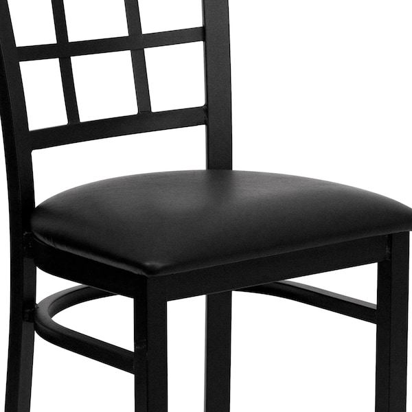 Flash Furniture Black Window Back Metal Restaurant Chair, Black Vinyl Seat, PK2 - 2-XU-DG6Q3BWIN-BLKV-GG