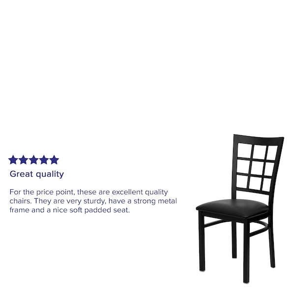 Flash Furniture Black Window Back Metal Restaurant Chair, Black Vinyl Seat, PK2 - 2-XU-DG6Q3BWIN-BLKV-GG