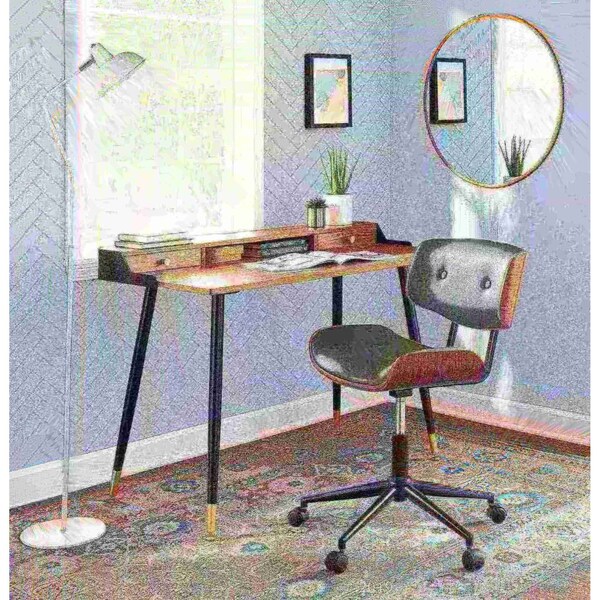 Lumisource Lombardi Adjustable Office Chair in Walnut and Grey - OC-JY-LMB WL+GY
