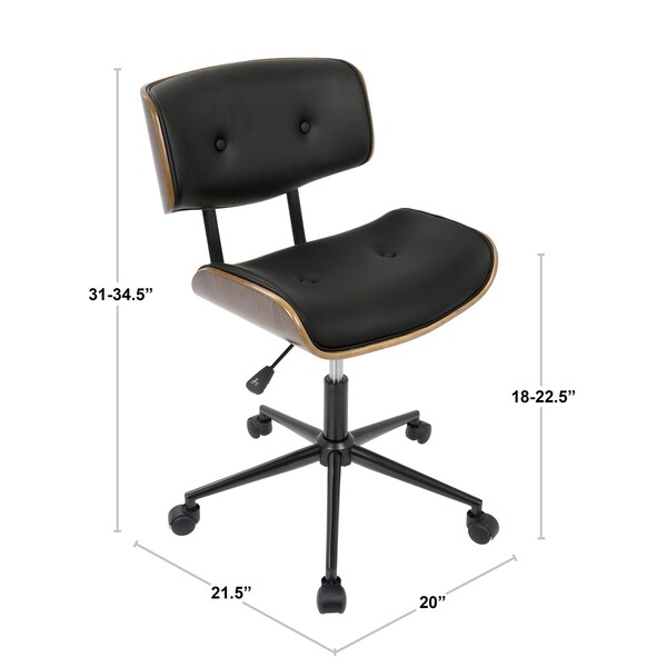 Lumisource Lombardi Adjustable Office Chair in Walnut and Grey - OC-JY-LMB WL+GY
