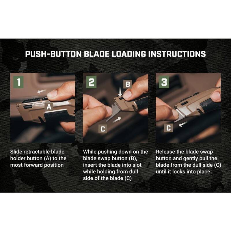 SPEC OPS Utility Knives with Retractable Blade, Includes 5 Extra Blades in Handle Storage - SPEC-K1-UR