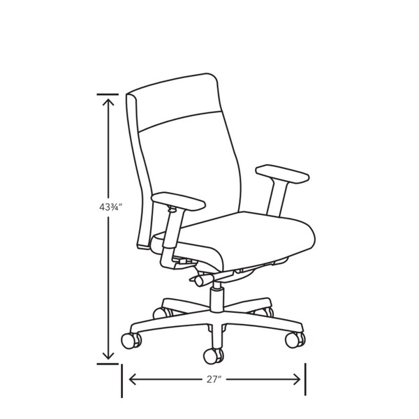 Hon Ignition 2.0 Upholstered Mid-Back Task Chair, Up to 300 lbs, 17 to 21.5 Seat Height - HONI2U2ASX04NTK
