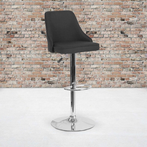 Flash Furniture Trieste Contemporary Adjustable Height Barstool in Black Fabric - 2-DS-8121A-BLK-F-GG