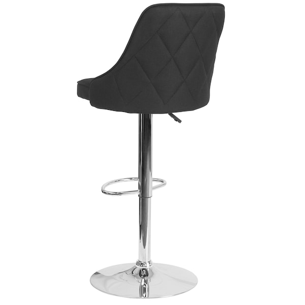 Flash Furniture Trieste Contemporary Adjustable Height Barstool in Black Fabric - 2-DS-8121A-BLK-F-GG