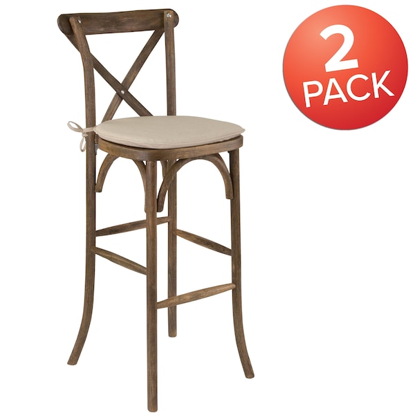 Flash Furniture Antique Cross Back Barstool - 2-XA-X-BAR-GO-BC-GG