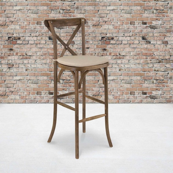 Flash Furniture Antique Cross Back Barstool - 2-XA-X-BAR-GO-BC-GG