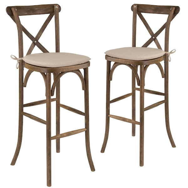 Flash Furniture Antique Cross Back Barstool - 2-XA-X-BAR-GO-BC-GG