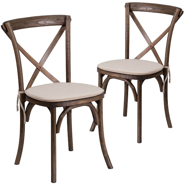 Flash Furniture HERCULES Series Early American Cross Back Chair with Cushion - 2-XU-X-EA-NTC-GG