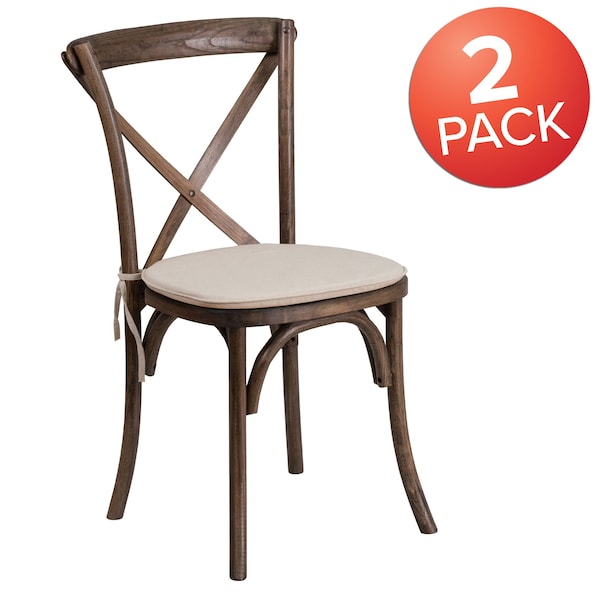 Flash Furniture HERCULES Series Early American Cross Back Chair with Cushion - 2-XU-X-EA-NTC-GG
