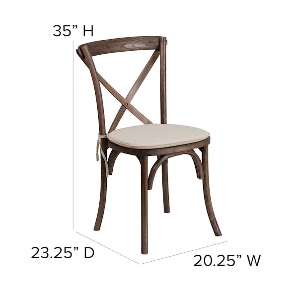 Flash Furniture HERCULES Series Early American Cross Back Chair with Cushion - 2-XU-X-EA-NTC-GG