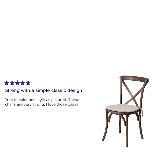 Flash Furniture HERCULES Series Early American Cross Back Chair with Cushion - 2-XU-X-EA-NTC-GG