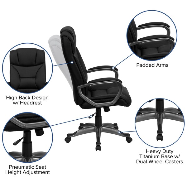 Flash Furniture Contemporary Chair Fixed Arms, 18-3/4" to 22-3/4" Height, Metal, Black - BT-9177-BK-GG