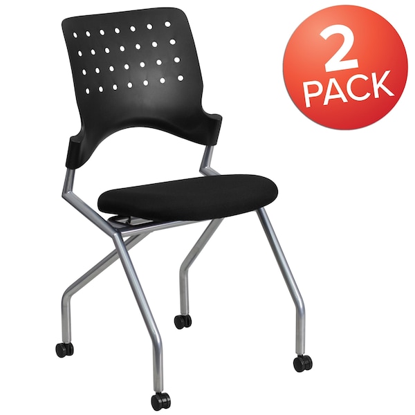 Flash Furniture Galaxy Mobile Nesting Chair with Black Fabric Seat - 2-WL-A224V-GG