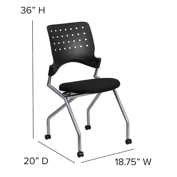 Flash Furniture Galaxy Mobile Nesting Chair with Black Fabric Seat - 2-WL-A224V-GG