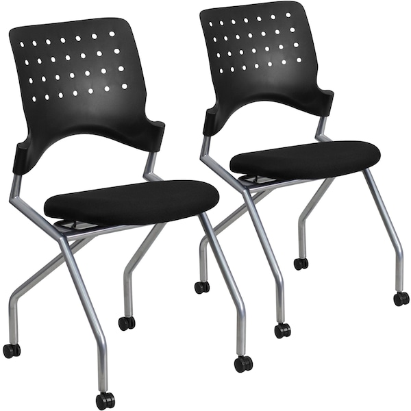 Flash Furniture Galaxy Mobile Nesting Chair with Black Fabric Seat - 2-WL-A224V-GG