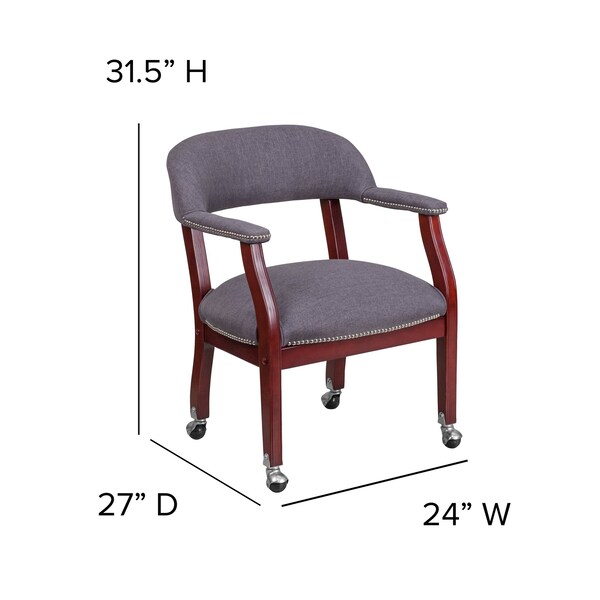 Flash Furniture Traditional Luxurious Conference Chair, Wood Back, 24 in W 27" L 31-1/2" H, Upholstered Straight - B-Z100-GY-GG