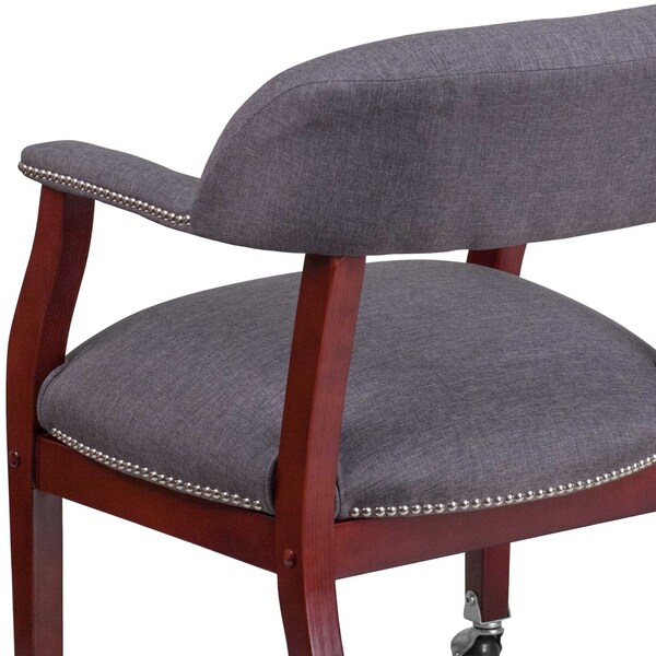 Flash Furniture Traditional Luxurious Conference Chair, Wood Back, 24 in W 27" L 31-1/2" H, Upholstered Straight - B-Z100-GY-GG