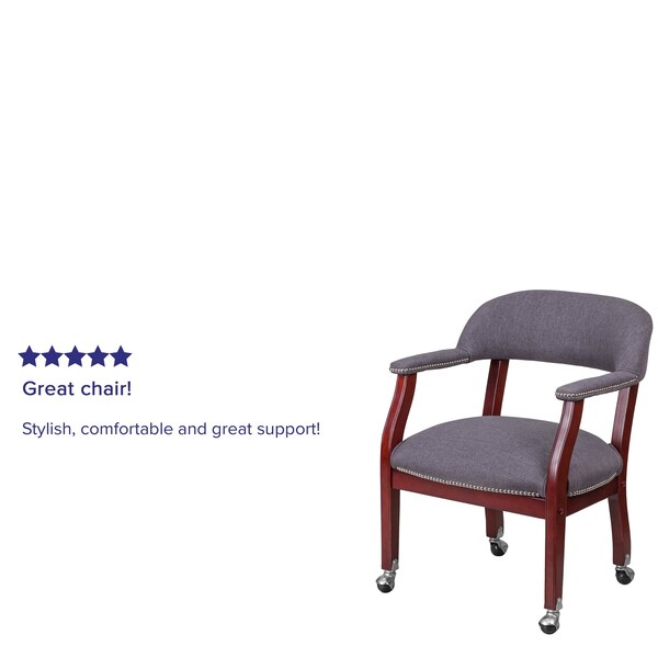 Flash Furniture Traditional Luxurious Conference Chair, Wood Back, 24 in W 27" L 31-1/2" H, Upholstered Straight - B-Z100-GY-GG