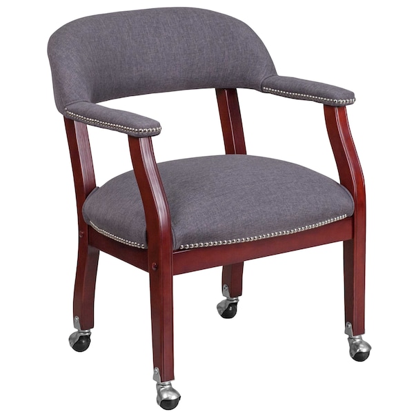 Flash Furniture Traditional Luxurious Conference Chair, Wood Back, 24 in W 27" L 31-1/2" H, Upholstered Straight - B-Z100-GY-GG
