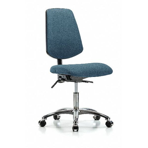 Blue Ridge Ergonomics Desk Chair Fab Desk Chair, Med, Bk, Chrm, Casters, Blu, No Arms, 19" to 24" Height, Fabric, Blue - BR-FDHCH-MB-CR-T0-A0-CC-F43