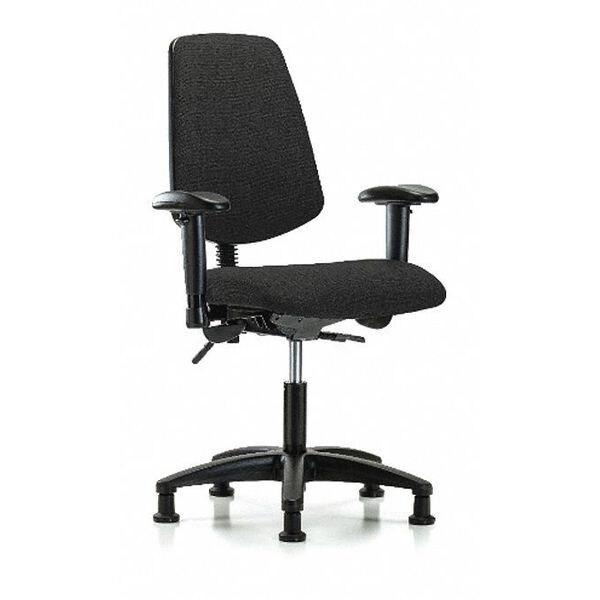 Blue Ridge Ergonomics Desk Chair Fab Desk Chair, Med, Bk, AA, Glides, Blk, Adjustable Arms, 19" to 24" Height, Fabric, Black - BR-FDHCH-MB-RG-T0-A1-RG-F42