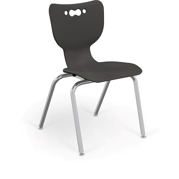 Mooreco Hierarchy School Chair, 4 Leg, 18" Chrome Frame, Black Armless Shell, PK5 - 53318-5-BLACK-NA-CH