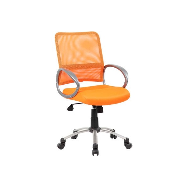 Boss Office Products Boss Mesh Back Office Chair with Arms - Fabric - Mid Back - Orange - B6416-OR
