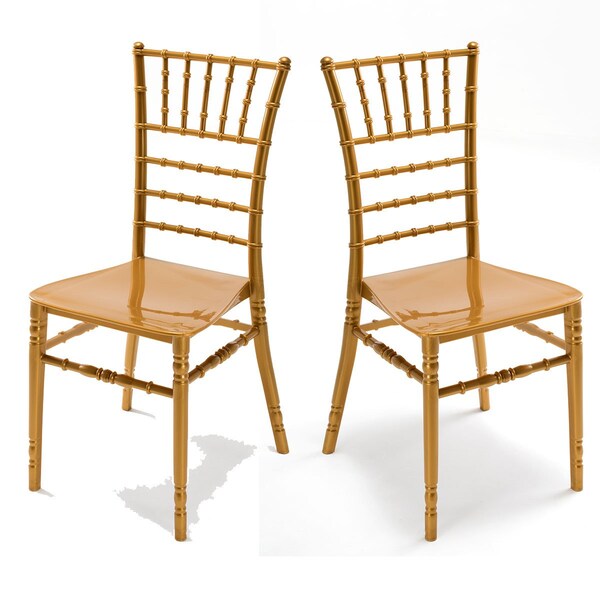 Rainbow Outdoor Tiffany Set of 2 Stackable Side chair w/cushion-Gold - RBO-TIFFANY-GLD-SC-SET2