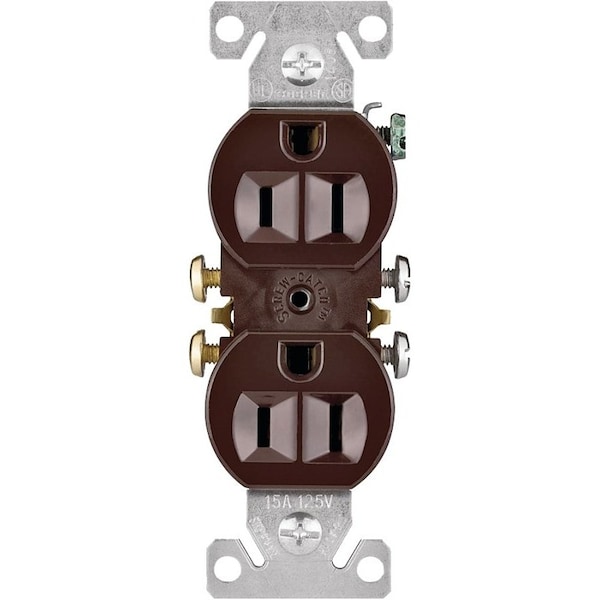 Eaton Wiring Devices Duplex Receptacle, 2 -Pole, 15 A, 125 V, Push-in, Side Wiring, NEMA: 5-15R, Brown - 270B