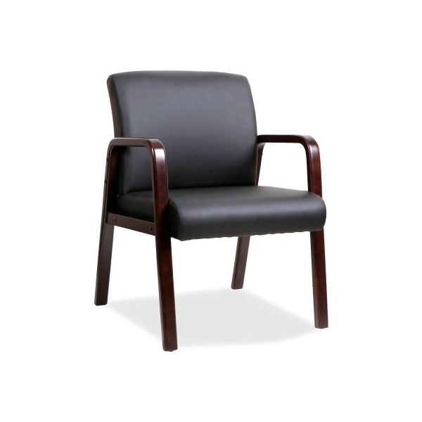 Lorell Black Leather Wood Frame Guest Chair - Black with Espresso Frame - 40201
