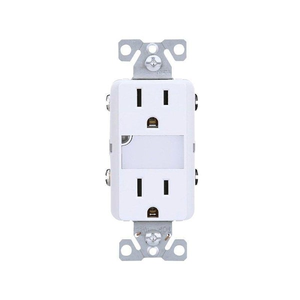 Eaton Wiring Devices Eaton Duplex Outlet, 2 -Pole, 15 A, 125 V, Back, Side Wiring, NEMA: 5-15R, White - TR7734W-KB-L