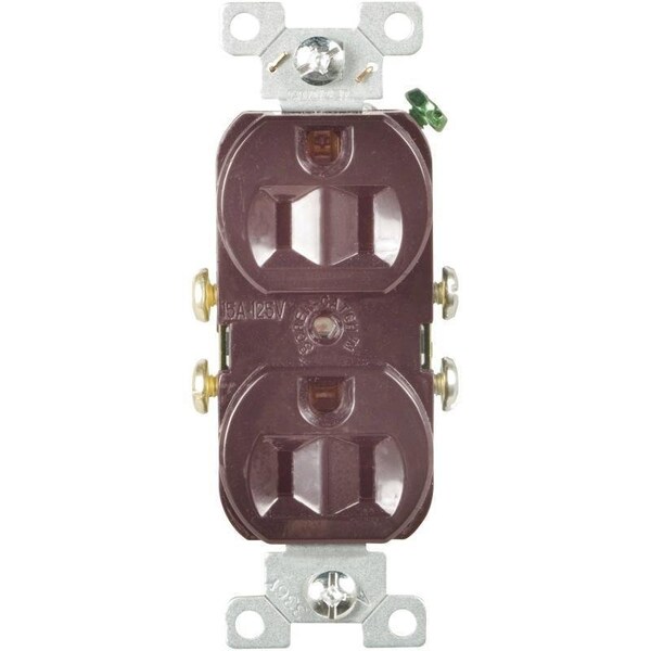 Eaton Wiring Devices Duplex Receptacle, 2 -Pole, 15 A, 125 V, Side Wiring, NEMA: 5-15R, Brown - CR15B