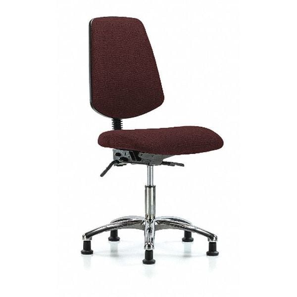 Blue Ridge Ergonomics Desk Chair Fab Desk Chair, Med, Bk, Chrm, Glides, Bur, No Arms, 19" to 24" Height, Fabric, Burgundy - BR-FDHCH-MB-CR-T0-A0-RG-F41