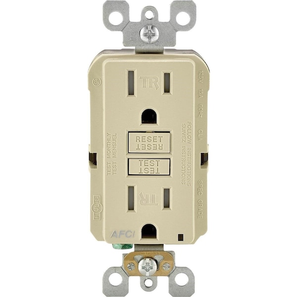 Leviton SmartLockPro 15A Ivory Arc Fault 5-15R Duplex Outlet - R31-AFTR1-0KI