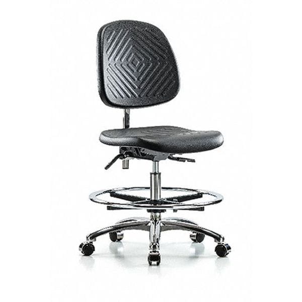 Zoro Select Clean Room Chair Ergonomic Chair, No Arms, 20-1/4" to 28" Height, Polyurethane, Black - BR-NCR-PMBCH-MB-CR-T0-A0-CF-CC-BLK