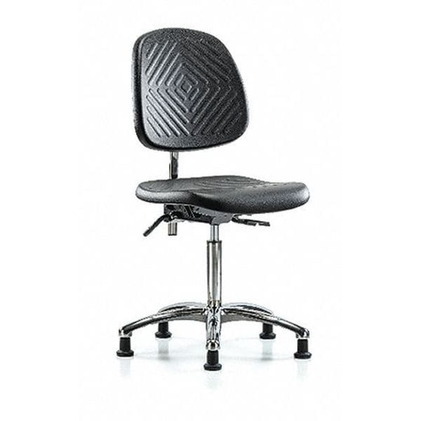 Zoro Select Clean Room Chair Ergonomic Chair, No Arms, 20-1/4" to 28" Height, Polyurethane, Black - BR-NCR-PMBCH-MB-CR-T0-A0-NF-RG-BLK