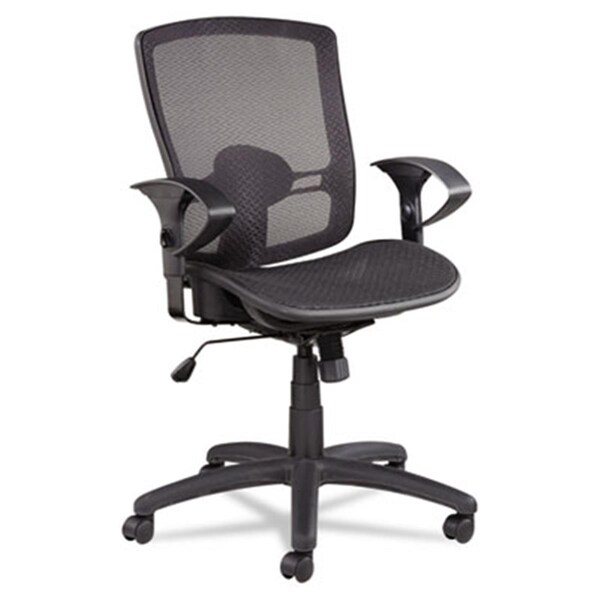 Alera Technologies Etros Series Suspension Mesh Mid-Back Synchro Tilt Chair- Mesh Back-Seat- Black - ET4218
