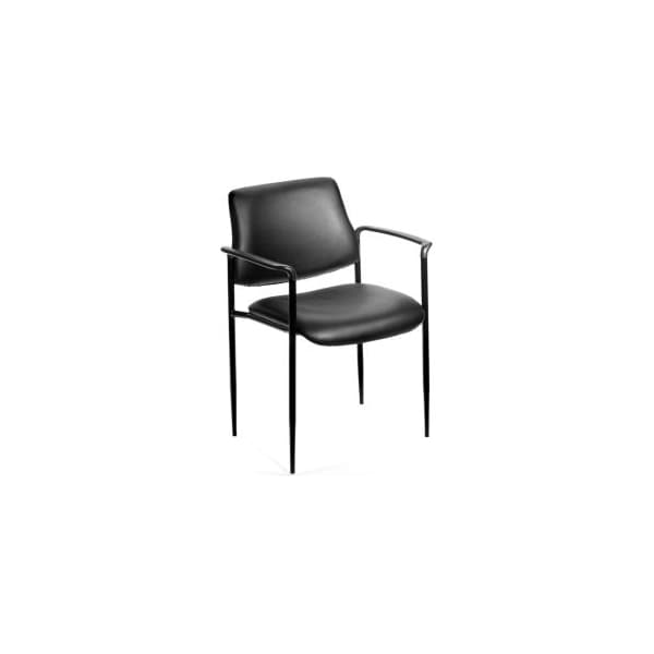 Boss Office Products Boss Stacking Guest Chair with Arms - Vinyl - Mid Back - Black - B9503-CS