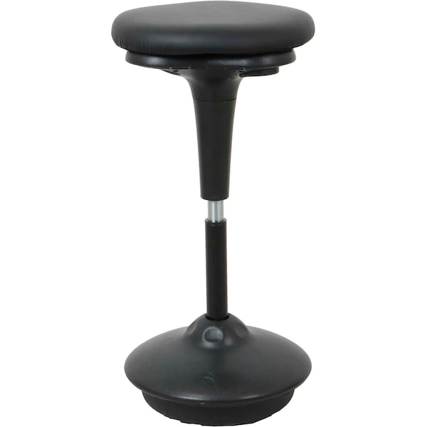 Interion By Global Industrial Interion Antimicrobial Bonded Leather Active Seating Stool, 25in-33inH, Black - 695613BLT-AM