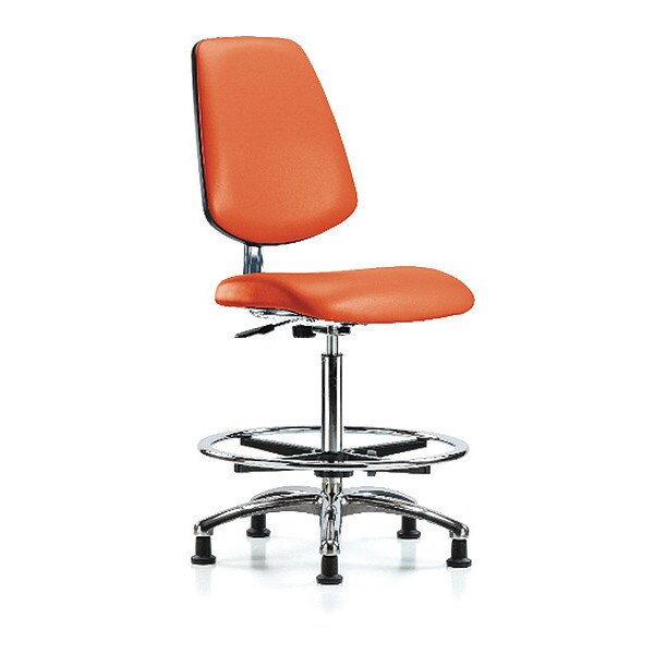 Blue Ridge Ergonomics Clean Room Chair 26" to 35-1/2" Height, Vinyl, Orange Kist - BR-CLR-VHBCH-MB-CR-CF-RG-8613
