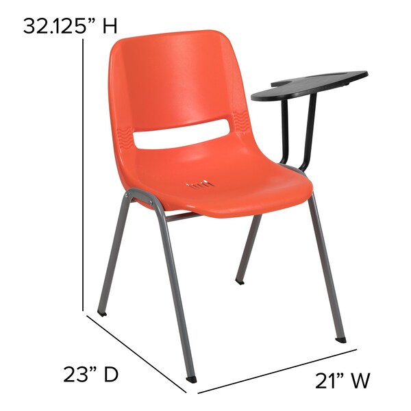 Flash Furniture Orange Tablet Arm Chair, PK5 - 5-RUT-EO1-OR-LTAB-GG