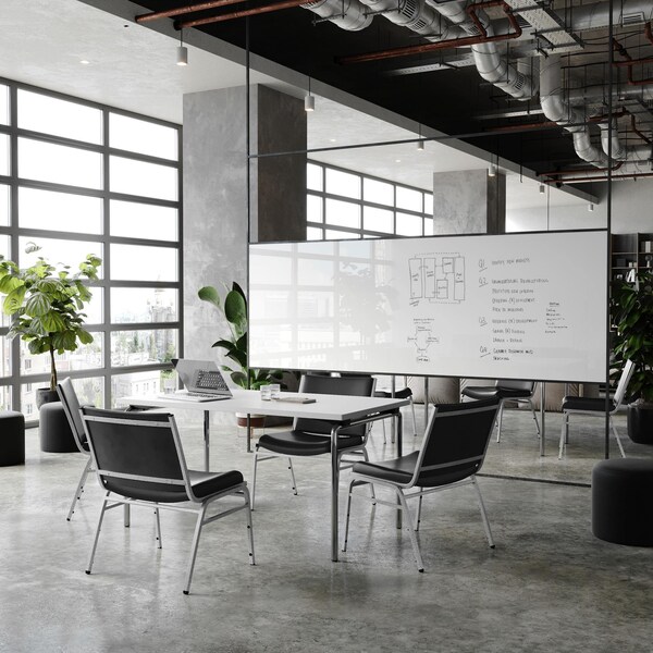 Flash Furniture HERCULES Big & Tall 1000 lb. Rated Black Vinyl Stack Chair - XU-60555-BLK-VYL-GG