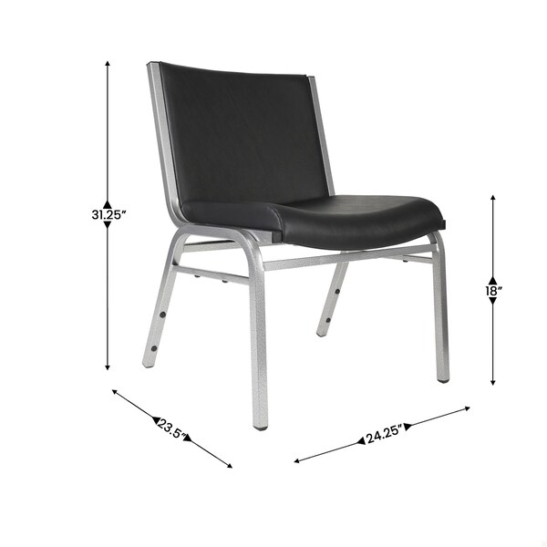 Flash Furniture HERCULES Big & Tall 1000 lb. Rated Black Vinyl Stack Chair - XU-60555-BLK-VYL-GG