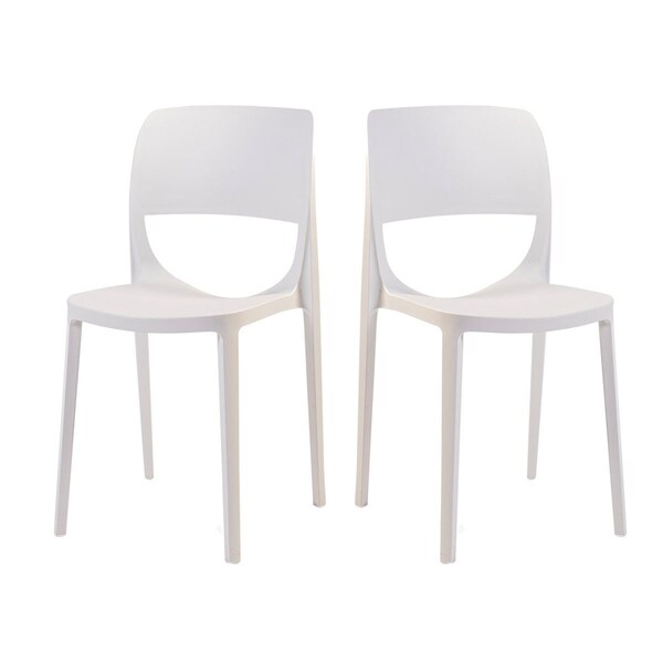 Rainbow Outdoor Bella Set of 2 Stackable Side Chair-White - RBO-BELLA-WHT-SC-SET2