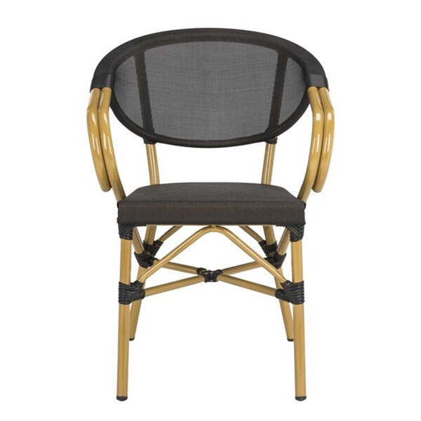 Safavieh 32 x 22.5 x 22.5 in. Burke Stacking Arm Chair, Black - PAT4015A-SET2