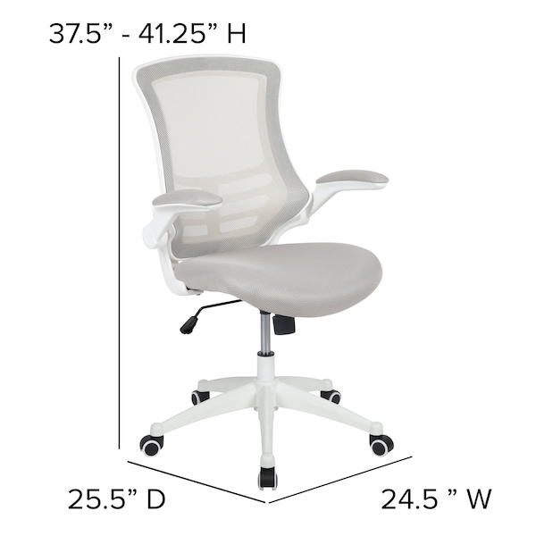 Flash Furniture Light Gray Mesh Mid-Back Chair - BL-X-5M-WH-GY-GG