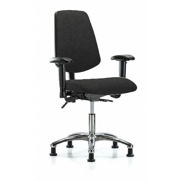 Blue Ridge Ergonomics Desk Chair Fab Desk Chair, Med, Bk, Glds, Blk, Adjustable Arms, 19" to 24" Height, Fabric, Black - BR-FDHCH-MB-CR-T1-A1-RG-F42